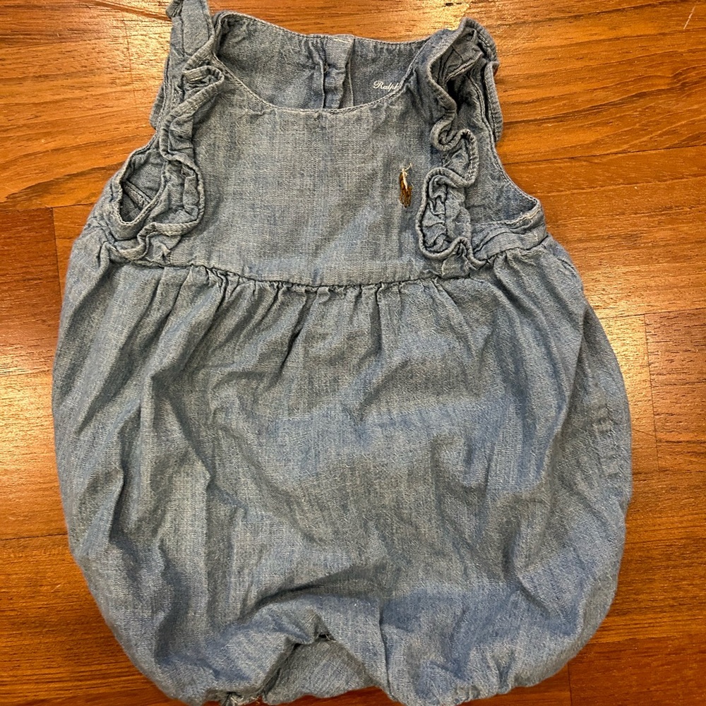 Ralph Lauren Denim Ruffled Romper 3 month